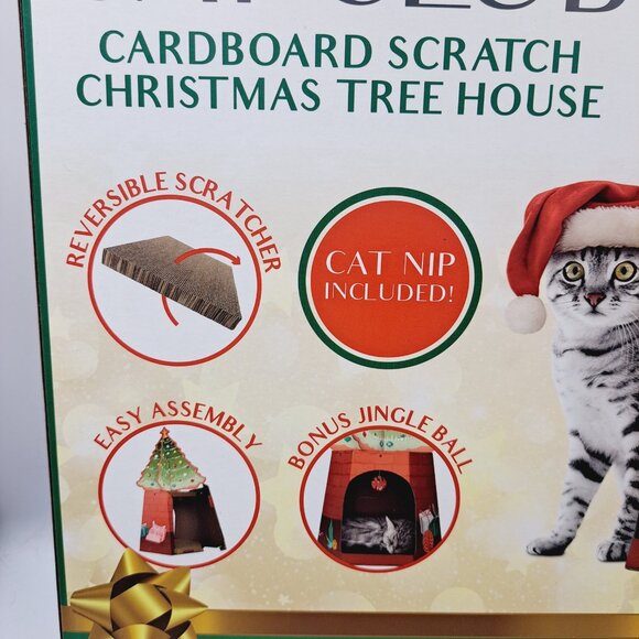 American Cat Club Carboard Scratch Holiday Christmas Tree House Size 12x14x17 in - Picture 3 of 8